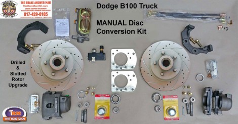 1949-1953 DODGE B100 FRONT MANUAL DISC BRAKE CONVERSION KIT - 11 Drilled & Slotted Rotors