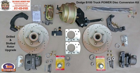 1949-1953 DODGE B100 FRONT POWER DISC BRAKE CONVERSION KIT - 11 Drilled and Slotted Rotors