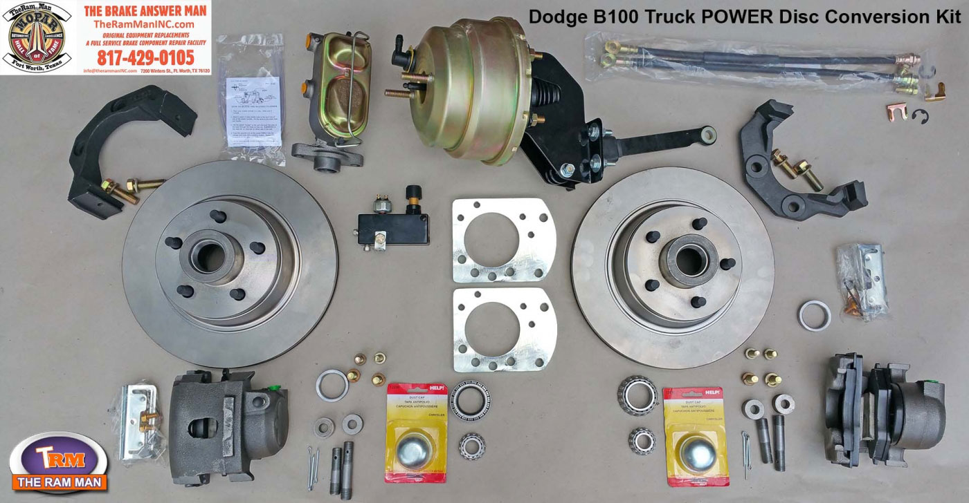 Ram Man / Shop / 19401953 DODGE B100 FRONT POWER DISC BRAKE CONVERSION KIT 11" Standard Rotors