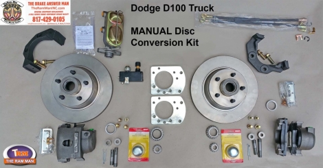 1957-71  Disc Brake Kit for D100 Dodge Trucks Drilled Slotted Rotors Red Caliper 