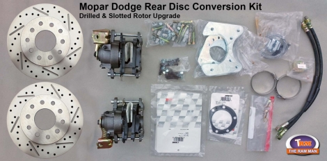 MOPAR / DODGE REAR DISC CONVERSION KIT B,C,E-Body & Imperial (Drilled & Slotted Rotors) by TheRamManINC.com